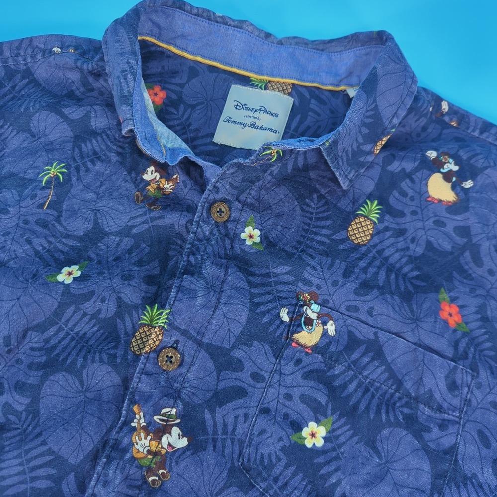 Disney Parks Tommy Bahama Shirt Mens Large Mickey Minnie Hawaiian Silk Blend